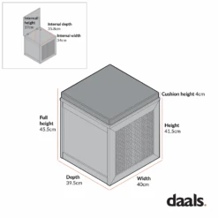 Frances Woven Rattan Single Storage Stool With Cushion, Mint -Daals FT BENCH 02 CHART 2