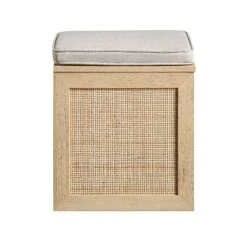 Frances Woven Rattan Single Storage Stool With Cushion, Natural 14 Frances Woven Rattan Single Storage Stool With Cushion, Natural -Daals FT BENCH 02 NAT WB1
