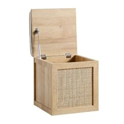 Frances Woven Rattan Single Storage Stool With Cushion, Natural 17 Frances Woven Rattan Single Storage Stool With Cushion, Natural -Daals FT BENCH 02 NAT WB3