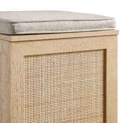 Frances Woven Rattan Single Storage Stool With Cushion, Natural 20 Frances Woven Rattan Single Storage Stool With Cushion, Natural -Daals FT BENCH 02 NAT detail1