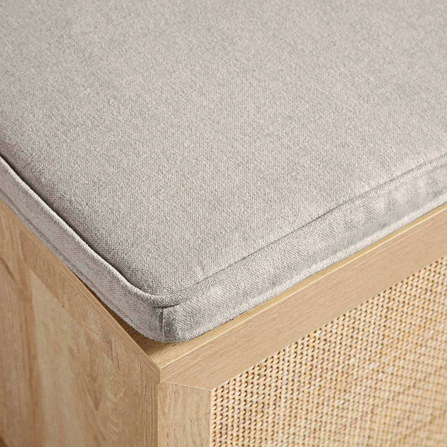 Frances Woven Rattan Single Storage Stool With Cushion, Natural 11 Frances Woven Rattan Single Storage Stool With Cushion, Natural - Image 11