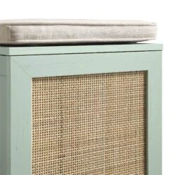 Frances Woven Rattan Single Storage Stool With Cushion, Mint -Daals FT BENCH 02 SAGE detail1