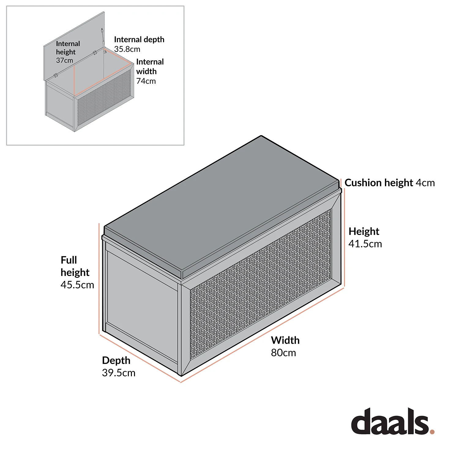 Frances Woven Rattan Double Storage Stool With Cushion, White 6 Frances Woven Rattan Double Storage Stool With Cushion, White - Image 6