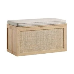 Frances Woven Rattan Double Storage Stool With Cushion, Natural 17 Frances Woven Rattan Double Storage Stool With Cushion, Natural -Daals FT BENCH 03 NAT WB2