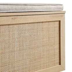 Frances Woven Rattan Double Storage Stool With Cushion, Natural 23 Frances Woven Rattan Double Storage Stool With Cushion, Natural -Daals FT BENCH 03 NAT detail1