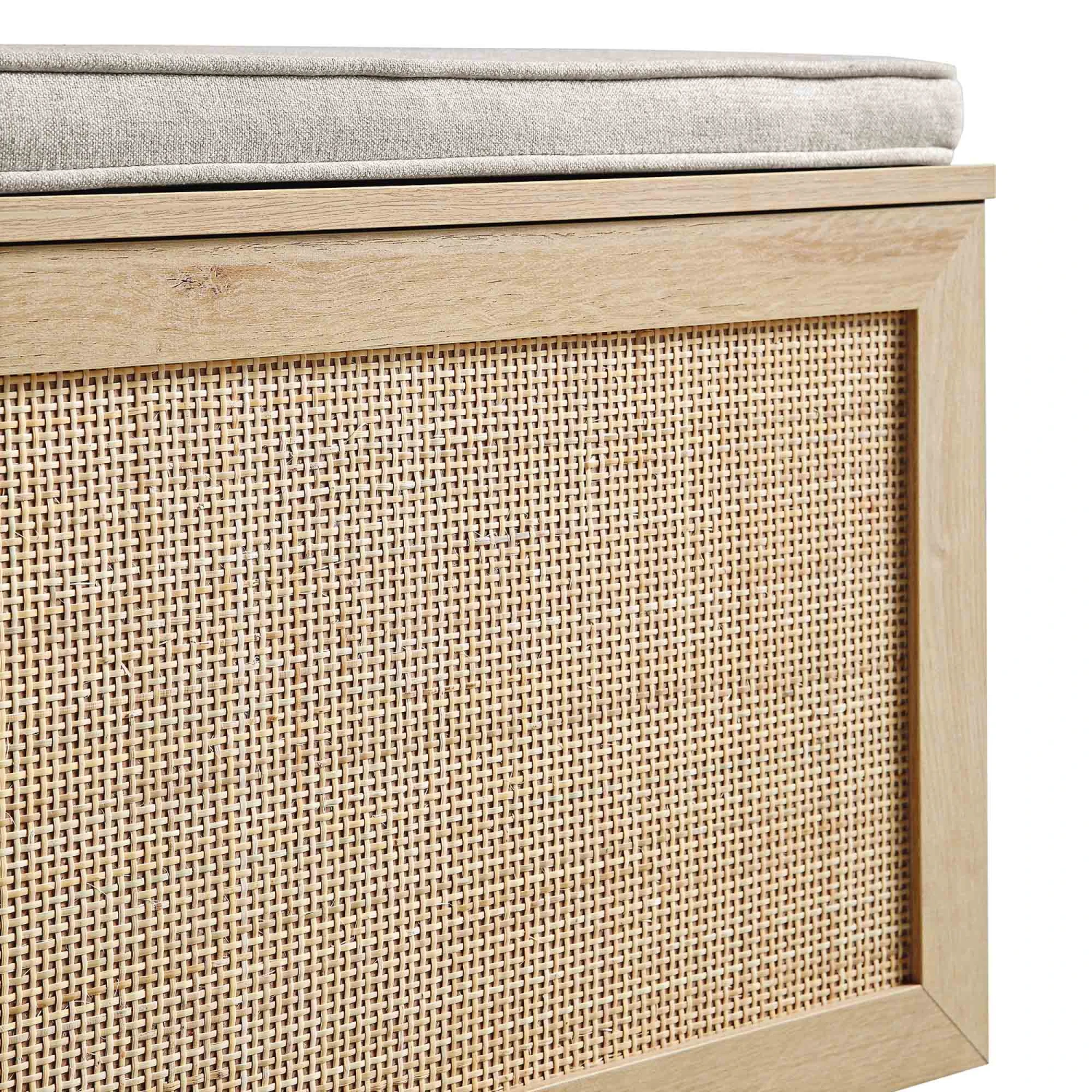 Frances Woven Rattan Double Storage Stool With Cushion, Natural 11 Frances Woven Rattan Double Storage Stool With Cushion, Natural - Image 11