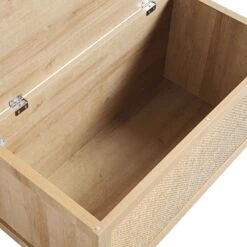 Frances Woven Rattan Double Storage Stool With Cushion, Natural 24 Frances Woven Rattan Double Storage Stool With Cushion, Natural -Daals FT BENCH 03 NAT detail2