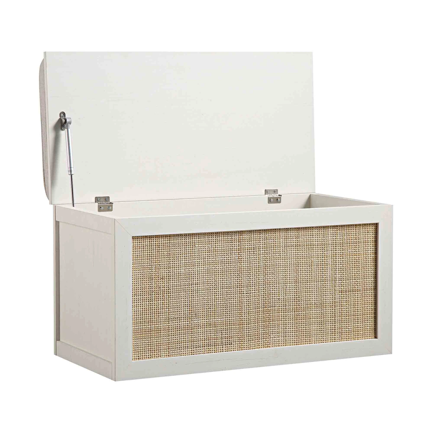 Frances Woven Rattan Double Storage Stool With Cushion, White 7 Frances Woven Rattan Double Storage Stool With Cushion, White - Image 7