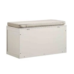 Frances Woven Rattan Double Storage Stool With Cushion, White 24 Frances Woven Rattan Double Storage Stool With Cushion, White -Daals FT BENCH 03 WHITE WB6