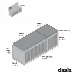 Frances Woven Rattan Triple Storage Stool Set With Cushion, Mint -Daals FT BENCH 04 COMBO CHART