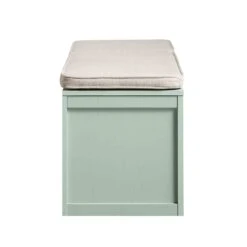 Frances Woven Rattan Triple Storage Stool Set With Cushion, Mint -Daals FT BENCH 04 COMBO SAGE WB5