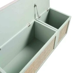 Frances Woven Rattan Triple Storage Stool Set With Cushion, Mint -Daals FT BENCH 04 COMBO SAGE detail1