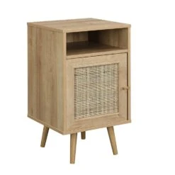 Frances Woven Rattan 1-Door Bedside Table In Natural Colour -Daals FT BST 001 NATURAL WB1