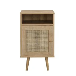Frances Woven Rattan 1-Door Bedside Table In Natural Colour -Daals FT BST 001 NATURAL WB2