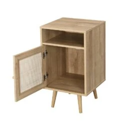 Frances Woven Rattan 1-Door Bedside Table In Natural Colour -Daals FT BST 001 NATURAL WB3