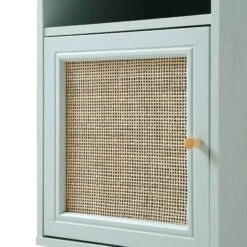 Frances Woven Rattan 1-Door Bedside Table In Mint 19 Frances Woven Rattan 1-Door Bedside Table In Mint -Daals FT BST 001 SAGE detail1