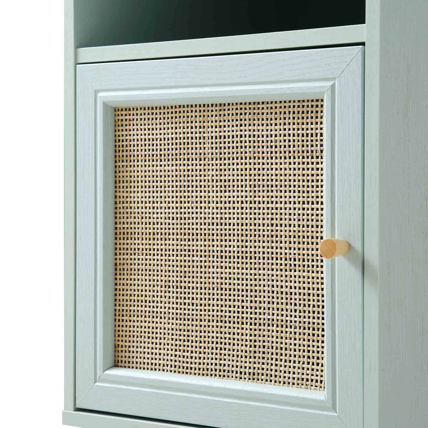 Frances Woven Rattan 1-Door Bedside Table In Mint 9 Frances Woven Rattan 1-Door Bedside Table In Mint - Image 9