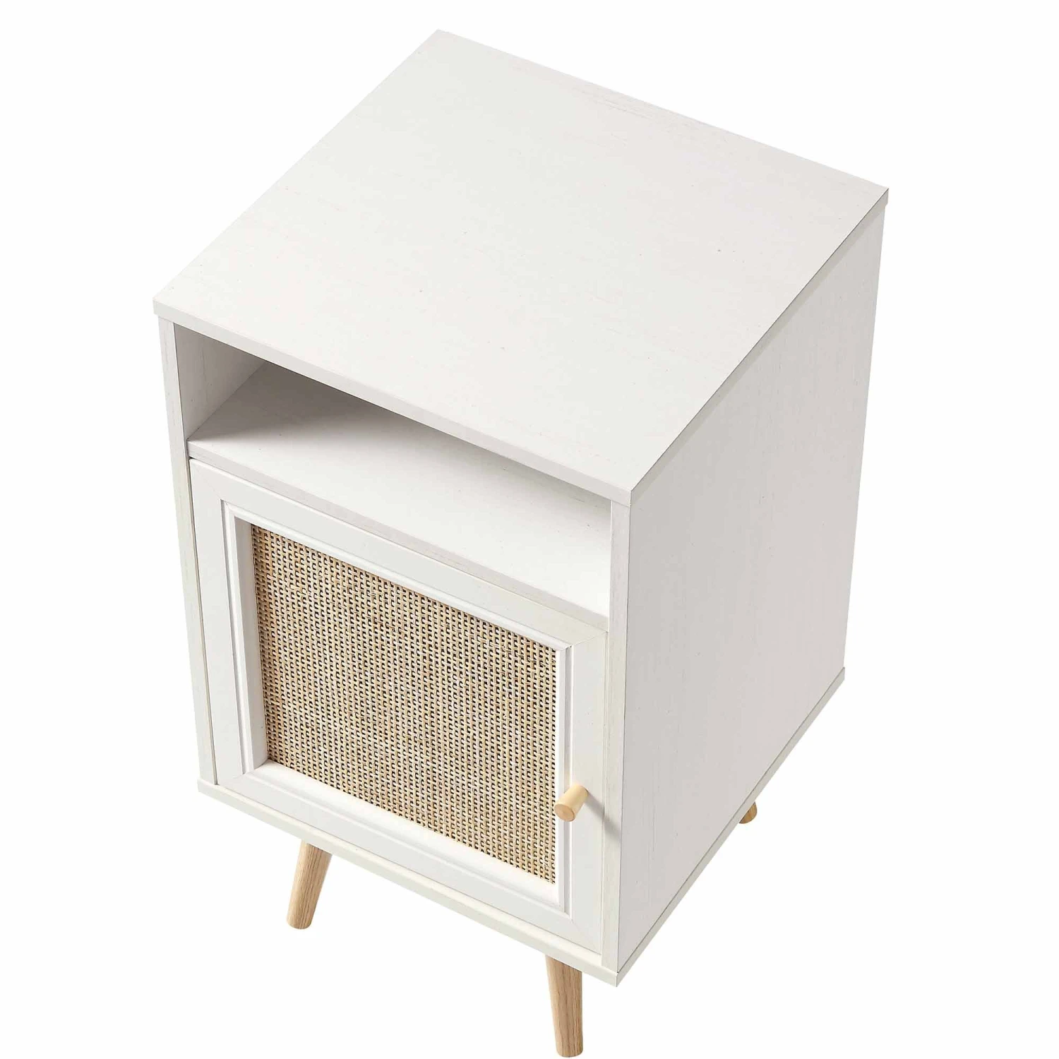 Frances Woven Rattan 1-Door Bedside Table In White 7 Frances Woven Rattan 1-Door Bedside Table In White - Image 7