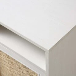 Frances Woven Rattan 1-Door Bedside Table In White 19 Frances Woven Rattan 1-Door Bedside Table In White -Daals FT BST 001 WHITE detail1