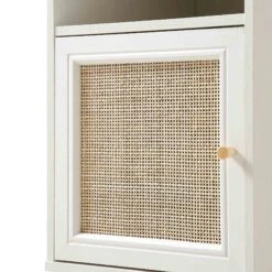 Frances Woven Rattan 1-Door Bedside Table In White 20 Frances Woven Rattan 1-Door Bedside Table In White -Daals FT BST 001 WHITE detail2
