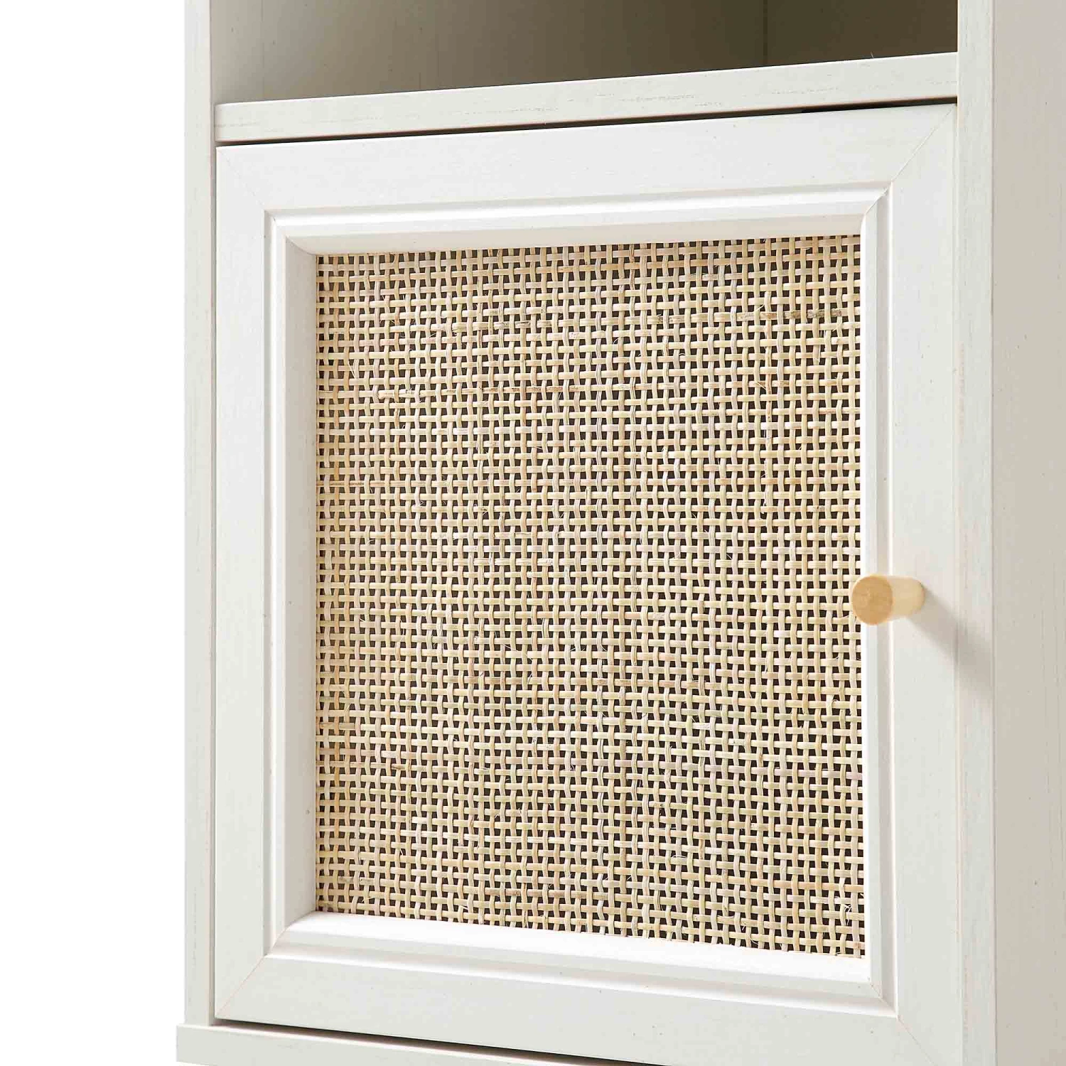 Frances Woven Rattan 1-Door Bedside Table In White 10 Frances Woven Rattan 1-Door Bedside Table In White - Image 10