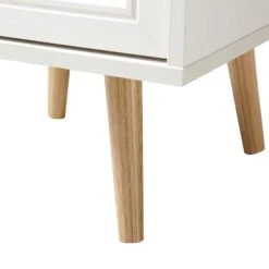 Frances Woven Rattan 1-Door Bedside Table In White 21 Frances Woven Rattan 1-Door Bedside Table In White -Daals FT BST 001 WHITE detail3