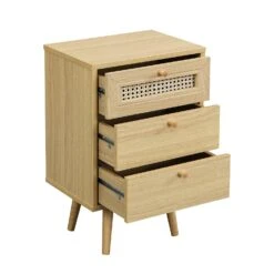 Anya Woven Rattan 3-Drawer Bedside Table In Natural Colour -Daals FT BST 002 NATURAL WB3