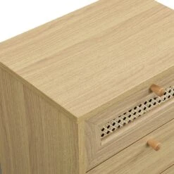 Anya Woven Rattan 3-Drawer Bedside Table In Natural Colour -Daals FT BST 002 NATURAL detail1