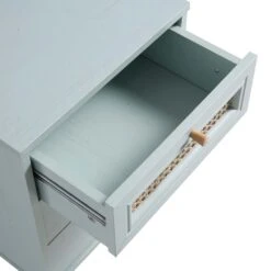 Anya Woven Rattan 3-Drawer Bedside Table In Mint Colour 20 Anya Woven Rattan 3-Drawer Bedside Table In Mint Colour -Daals FT BST 002 SAGE detail3