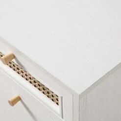 Anya Woven Rattan 3-Drawer Bedside Table In White 20 Anya Woven Rattan 3-Drawer Bedside Table In White -Daals FT BST 002 WHITE detail3
