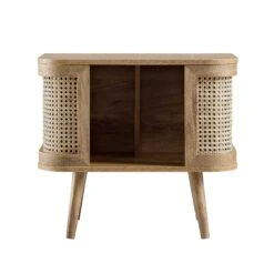 Izzy Curved Rattan Bedside Table, Natural -Daals FT BST 04 NAT WB1
