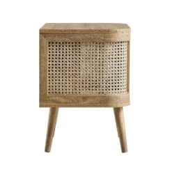 Izzy Curved Rattan Bedside Table, Natural -Daals FT BST 04 NAT WB3