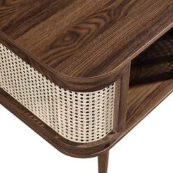 Izzy Curved Rattan Bedside Table, Walnut -Daals FT BST 04 WALN detail1