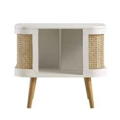 Izzy Curved Rattan Bedside Table, White -Daals FT BST 04 WHITE WB1