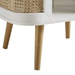Izzy Curved Rattan Bedside Table, White -Daals FT BST 04 WHITE detail2
