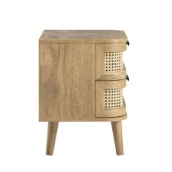 Izzy Curved Rattan 2-Drawer Bedside Table, Natural -Daals FT BST 05 NAT WB5