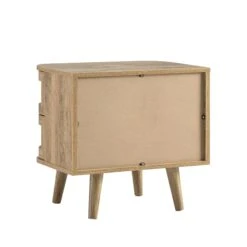 Izzy Curved Rattan 2-Drawer Bedside Table, Natural -Daals FT BST 05 NAT WB6