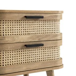 Izzy Curved Rattan 2-Drawer Bedside Table, Natural -Daals FT BST 05 NAT detail1