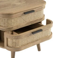 Izzy Curved Rattan 2-Drawer Bedside Table, Natural -Daals FT BST 05 NAT detail2