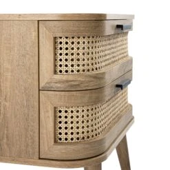 Izzy Curved Rattan 2-Drawer Bedside Table, Natural -Daals FT BST 05 NAT detail4