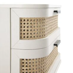Izzy Curved Rattan 2-Drawer Bedside Table, White -Daals FT BST 05 WHITE detail3