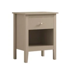 Oakham 1-Drawer Bedside Table, Deep Greige -Daals FT BST 06 BEIGE WB2
