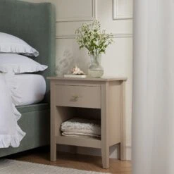Oakham 1-Drawer Bedside Table, Deep Greige