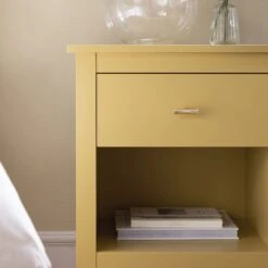 Oakham 1-Drawer Bedside Table, Rattan Yellow -Daals FT BST 06 SAFYEL scene2