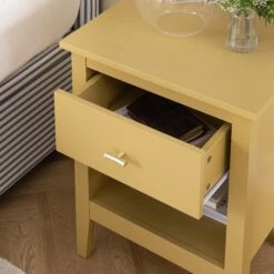 Oakham 1-Drawer Bedside Table, Rattan Yellow -Daals FT BST 06 SAFYEL scene3