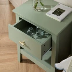 Oakham 1-Drawer Bedside Table, Desert Sage -Daals FT BST 06 SAGE scene2