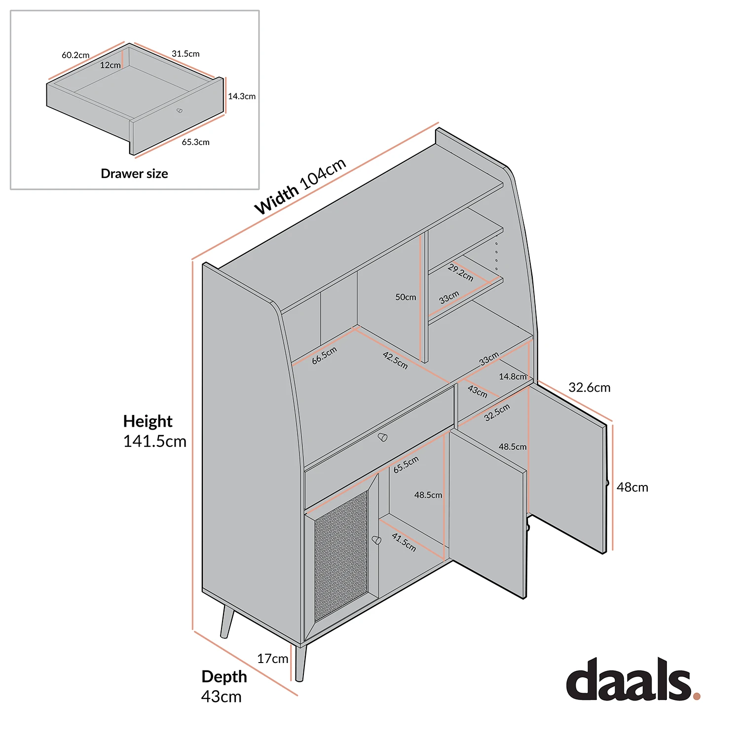 Frances Woven Rattan Kitchen Cabinet, Black 6 Frances Woven Rattan Kitchen Cabinet, Black - Image 6