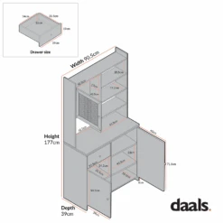 Frances Woven Rattan Dresser, Black -Daals FT BUFFEET 02 CHART 2