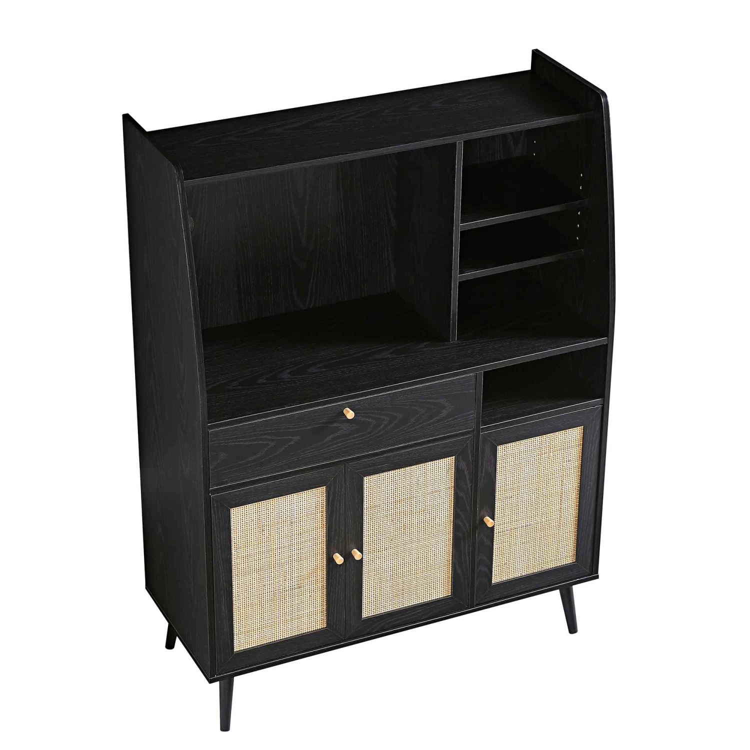 Frances Woven Rattan Kitchen Cabinet, Black 8 Frances Woven Rattan Kitchen Cabinet, Black - Image 8