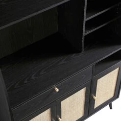 Frances Woven Rattan Kitchen Cabinet, Black 24 Frances Woven Rattan Kitchen Cabinet, Black -Daals FT BUFFET 01 BLACK detail1